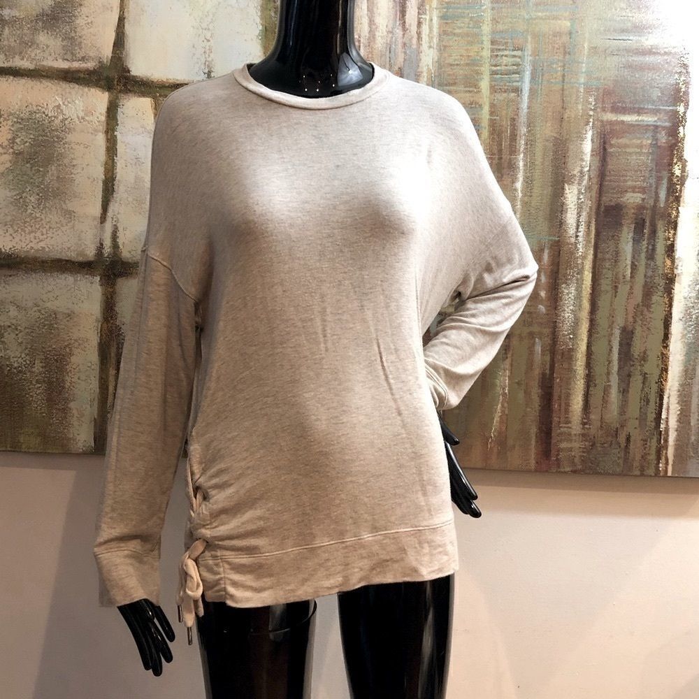SEN Lace up Gray Heathered Long Sleeve Top Size 2